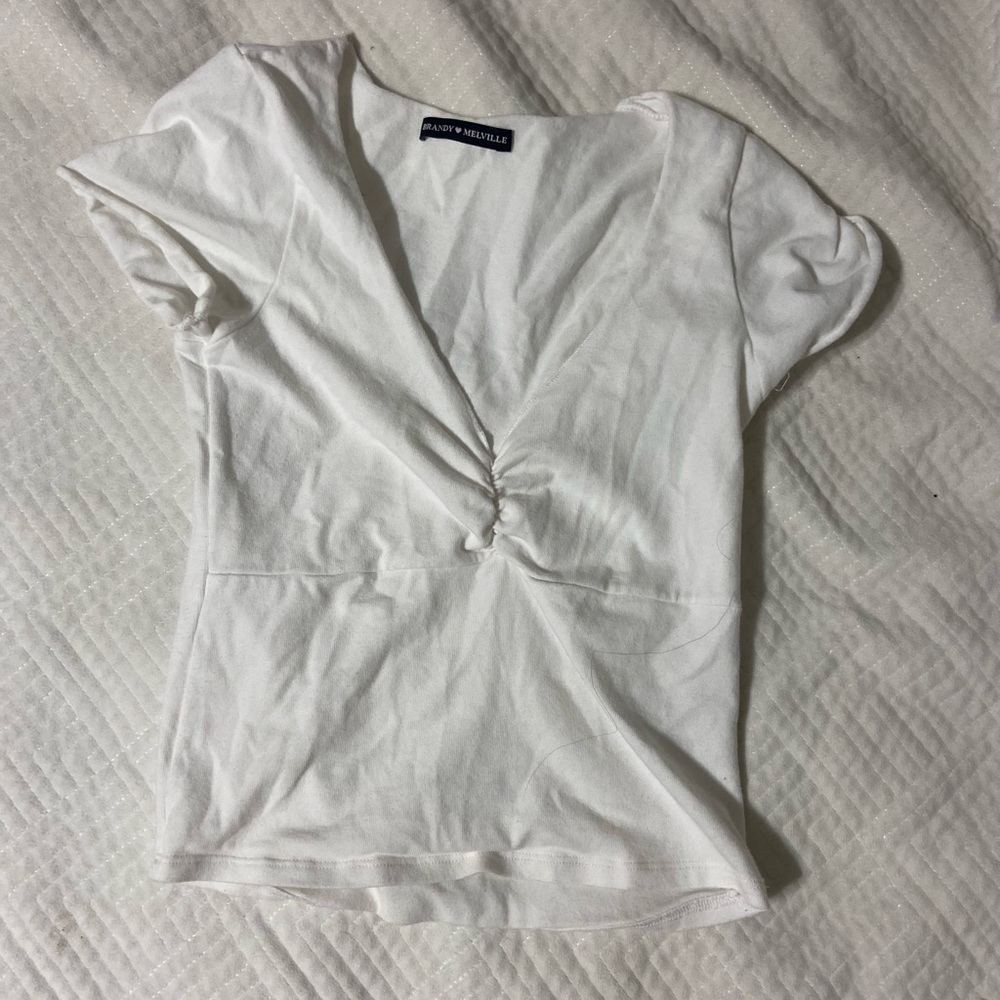 Brandy Melville Gina Cinched T-Shirt, White, Not Worn